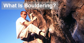man bouldering