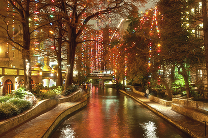 San Antonio River Walk Decorated for the Holidays