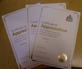Certificates of appreciation