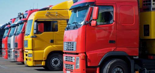 red yellow lorries
