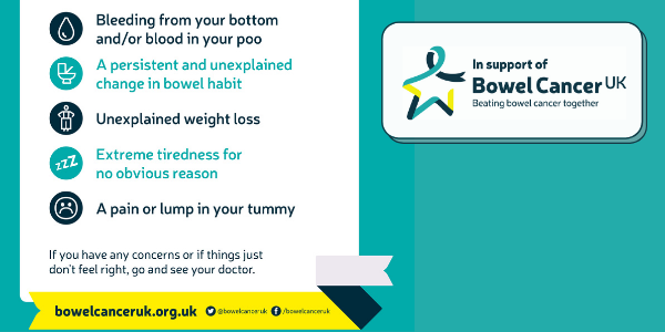 Bowel Cancer Awareness month - symptoms of bowel cancer