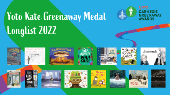 Image of the covers of the 15 books longlisted for the Greenaway Award