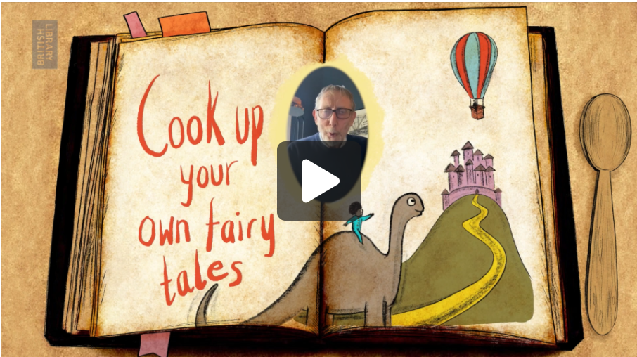 Image of start of video - open book with Michael Rosen inside