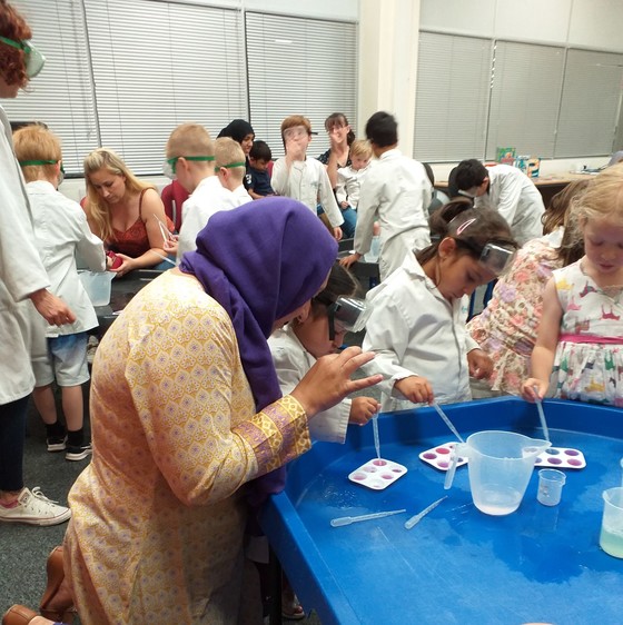 Image of children doing experiments at Dewsbury Library