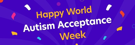 Banner - blue background with Happy World Autism Awareness Week written on in yellow and white