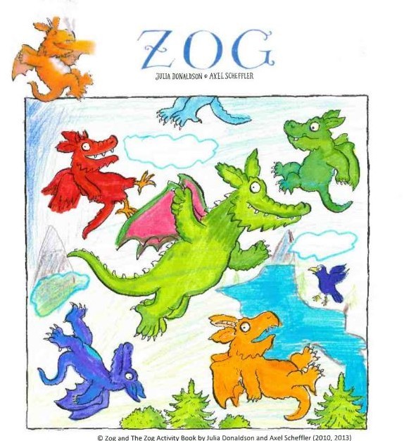 Image of winning Zog colouring sheet