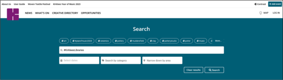 Screenshot of Creative Kirklees website