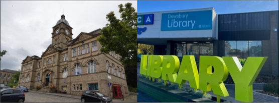 Exterior photos of Batley and Dewsbury libraries