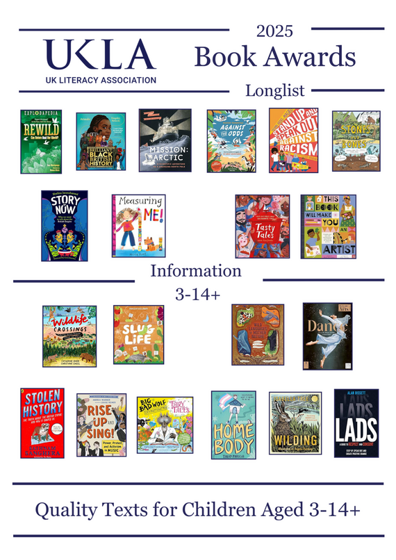 Book cover of the non-fiction books shortlisted for the UKLA book awards