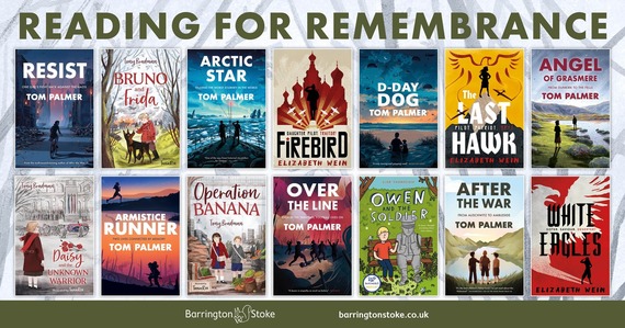 Image of books published by Barrington Stoke with a link to remembrance