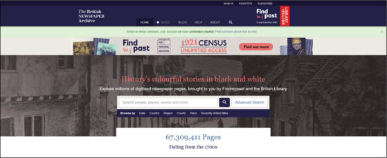 British Newspaper Archive header