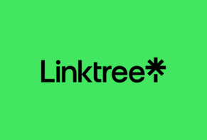 Linktree logo, black text on green background