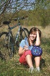 Cyclist girl resting