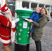 Father Christmas with Green Post Box
