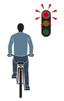 Cyclist at red light cycle