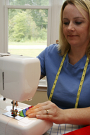 Sewing machine with woman
