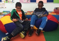 Boys on bean bags Harold Wood Library