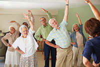 Senior citizens stretching exercises