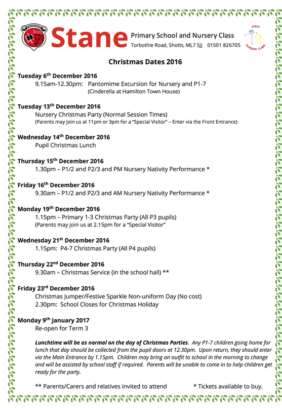 Christmas Dates 2016
