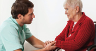 Healthcare worker talking to a service user