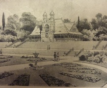 Thomas Mawson's early sketch of the proposed pavilion for Hanley Park