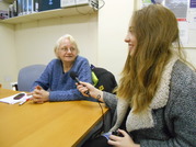 Volunteer working on oral history  project