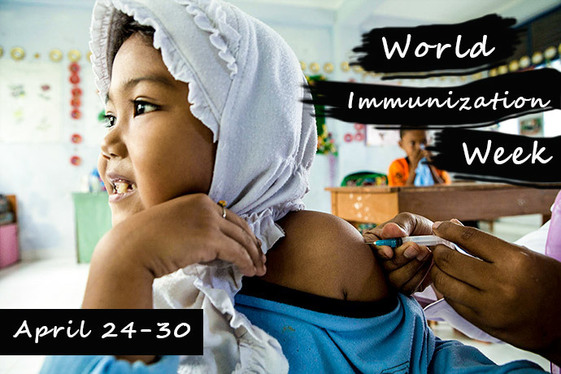 A young girl in Aceh receives an injection. World Immunization Week April 24-30