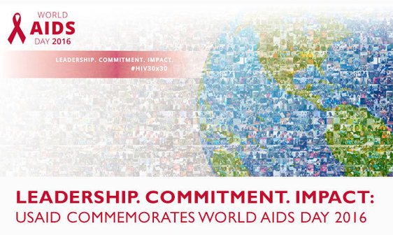 HIV30x30 mosaic. World AIDS Day 2016: Leadership. Commitment. Impact.