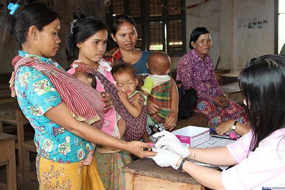 Testing for malaria in Cambodia