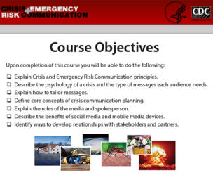 Course Objectives for Crisis and Emergency Risk Communication Online Training Program