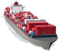 Cartoon of a cargo ship