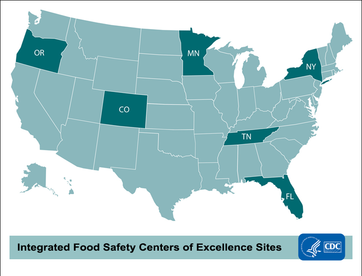 Map of Integrated Food Safety Centers of Excellence Sites
