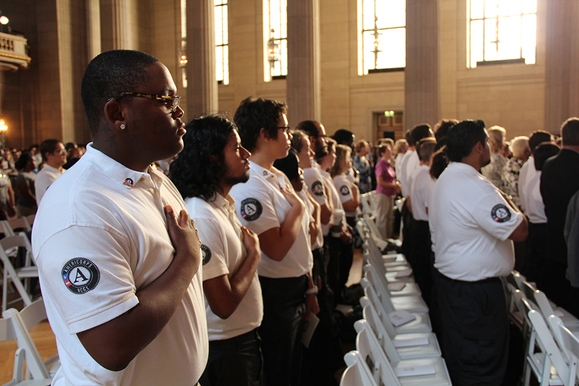 AmeriCorps members and supporters pledge to serve today, tomorrow, and beyond at the AmeriCorps 20th Anniversary celebration on September 20, 2013.