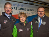 Mayor Chris Coleman of St. Paul, Minn., NLC President; Wendy Spencer, CEO of CNCS; Mesa, Ariz. Mayor Scott Smith, U.S. Conference of Mayors President