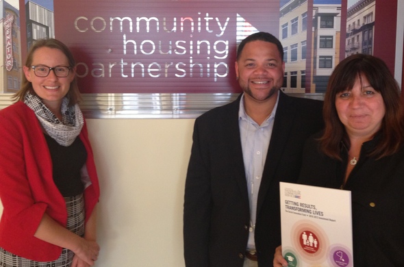 Michael Smith, Director of the Social Innovation Fund, meets with representatives of the Community Housing Partnership.