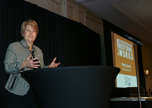 Wendy Spencer, CEO of CNCS, talks about the success of mentoring at the National Mentoring Summit on January 30, 2014.