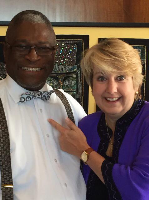 CEO Wendy Spencer and Mayor Sly James with the AmeriCorps Senior Corps bow tie