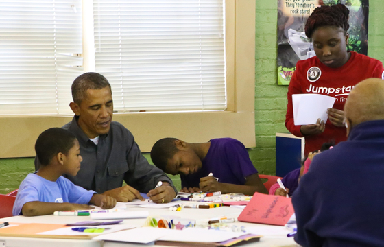 POTUS coloring with kids on MLKDay