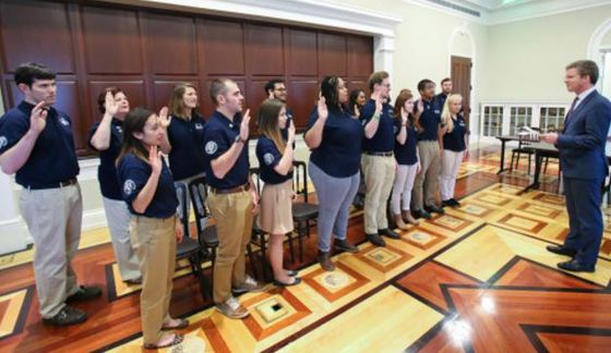OMB Director Donovan swears in the first class of Resilience AmeriCorps members