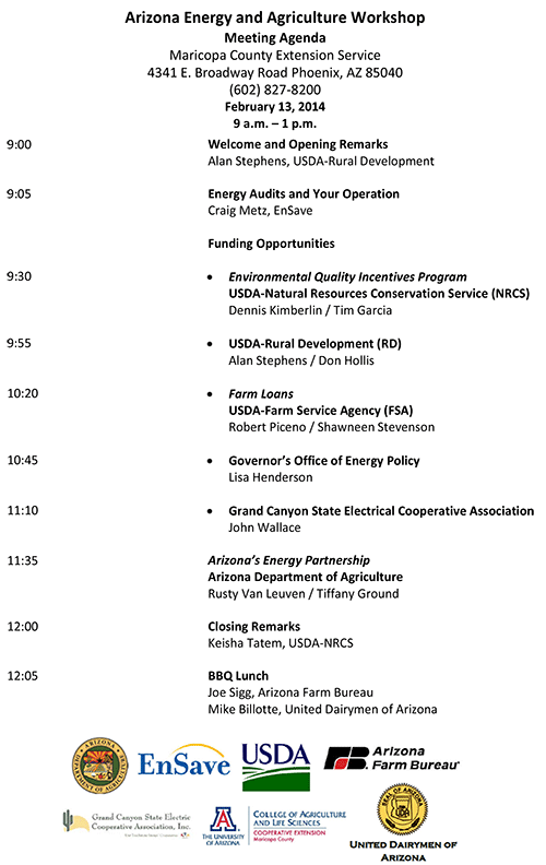 Energy & Agriculture Meeting Agenda