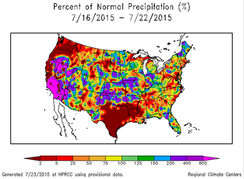 Precipitation percent of normal