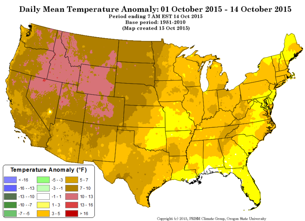 Warm temperatures in October are recorded across the U.S.