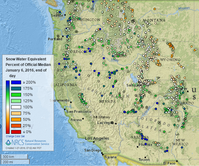 Snow at normal levels or above in many parts of the West