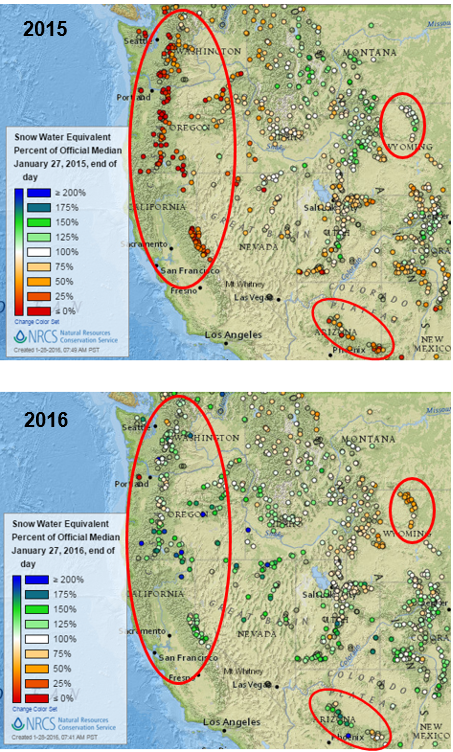 2015-2016 snowpack comparison: What a difference a year makes