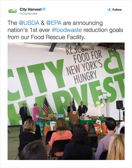The @USDA & @EPA are announcing nation's 1st ever #foodwaste reduction goals from our Food Rescue Facility. 