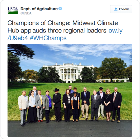 Champions of Change: Midwest Climate Hub applauds three regional leaders http://ow.ly/U9eb4  #WHChamps 
