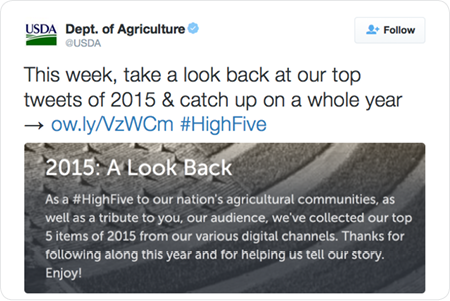 This week, take a look back at our top tweets of 2015 & catch up on a whole year → http://ow.ly/VzWCm  #HighFive 