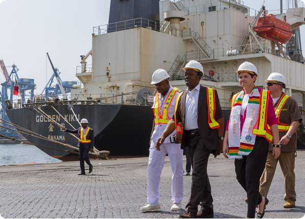 Agriculture Deputy Secretary Krysta Harden during her site visit to Ghana Ports and Harbours Authority (GPHA) in Tema, Ghana on Nov. 16, 2015