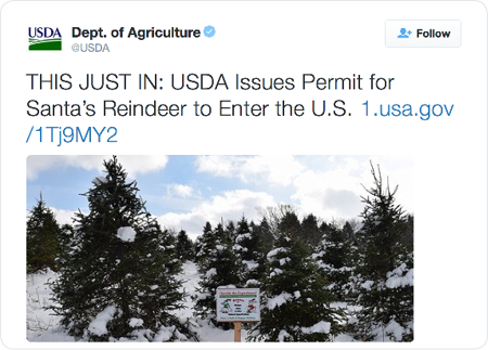 THIS JUST IN: USDA Issues Permit for Santa’s Reindeer to Enter the U.S. http://1.usa.gov/1Tj9MY2  