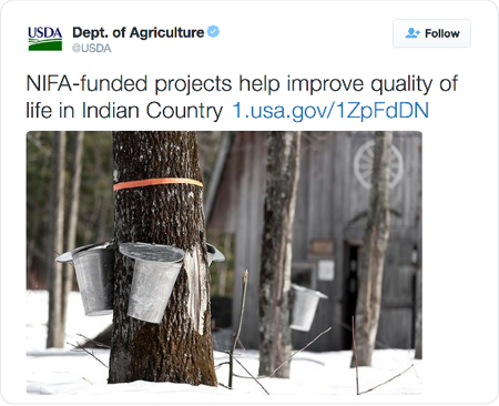 NIFA-funded projects help improve quality of life in Indian Country http://1.usa.gov/1ZpFdDN  